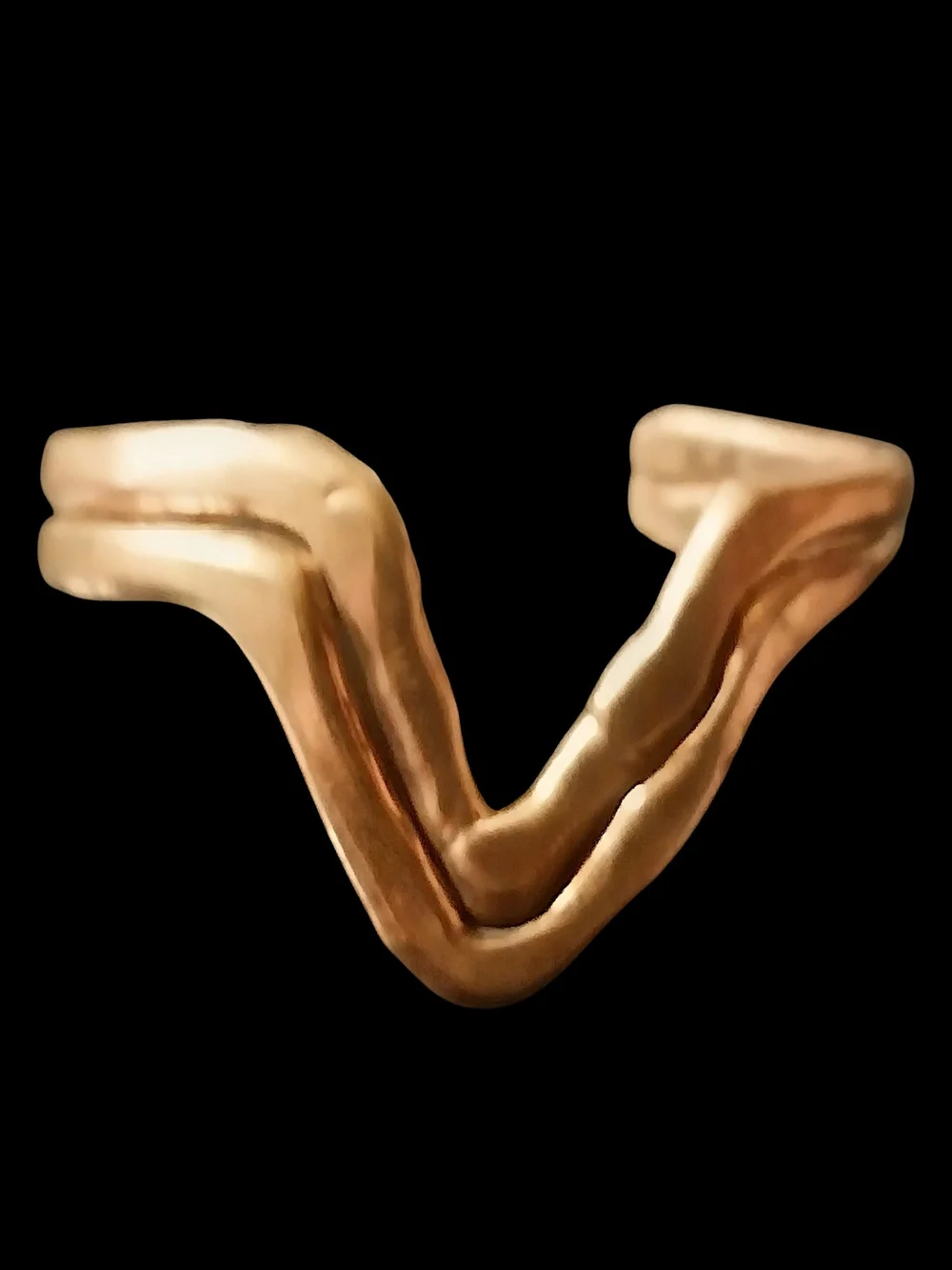 Sculptural Gold Tone V-Accent Cuff Bracelet - Picture 9 of 10